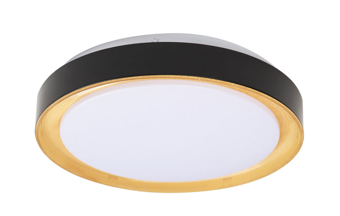 #00378 LED Flush Mount Light in Black/Wood