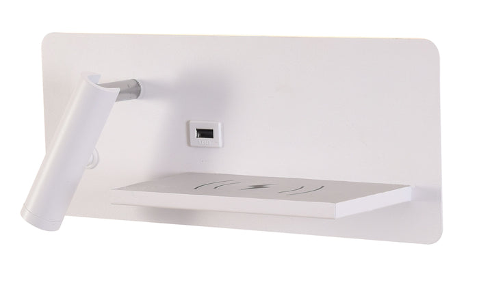 #00558 LED Wall Light 10.5W w/USB Port in White