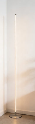 #01087 LED Floor Lamp in Satin Nickel Walnut