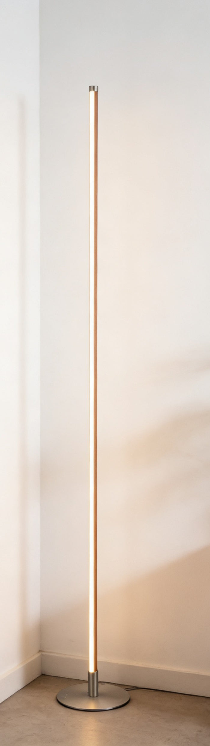 #01087 LED Floor Lamp in Satin Nickel Walnut