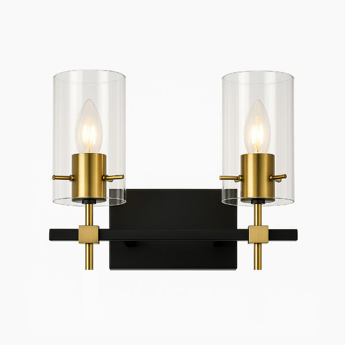 #01636 2 Light Wall Light in Black/Gold
