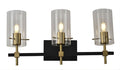 #01636 3 Light Wall Light in Black/Gold