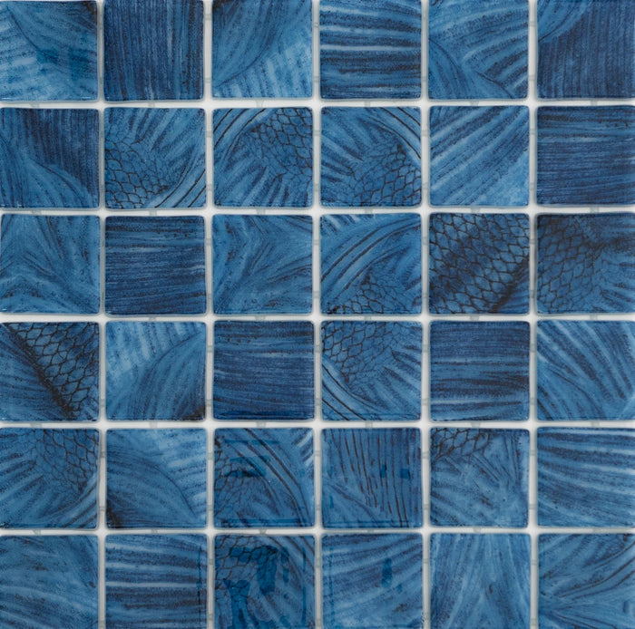 #06053 Fifty Shark Pool Glass Mosaic -1x1"-12x12" Sheet