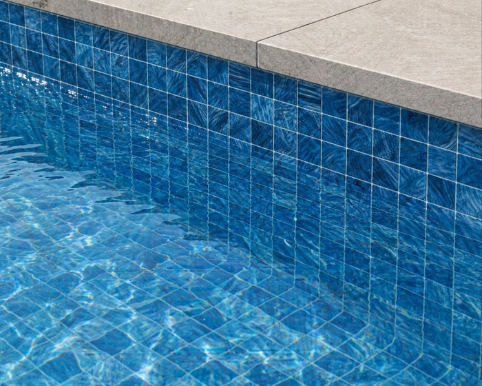 #06053 Fifty Shark Pool Glass Mosaic -1x1"-12x12" Sheet
