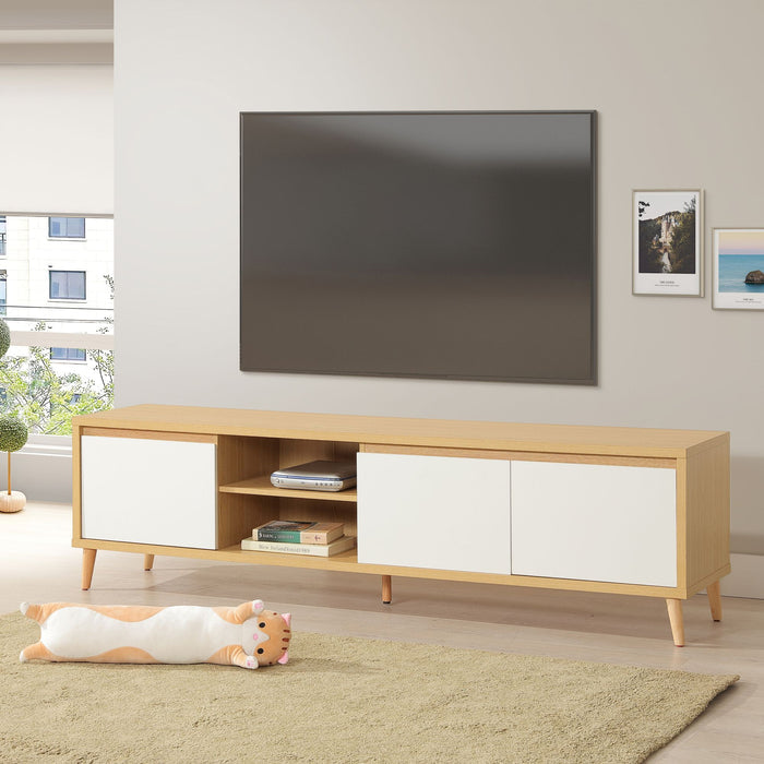 #0A102C8 TV Console in Creamy White/Montmartre Oak