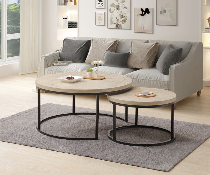 0C105GF 2pc Nesting Accent Table Set in White Oak