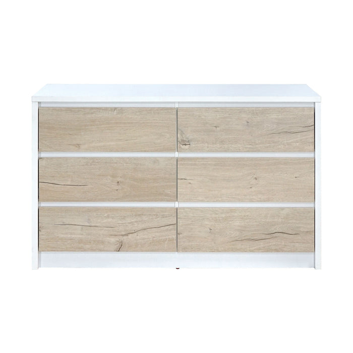 0D135C5 6 Drawer Dresser in White/White Oak