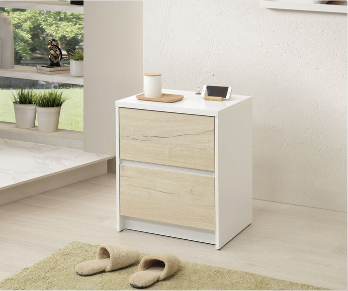 0D140C5 Nightstand in White/White Oak