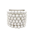 145-001A Glass w/Beads Vase in White