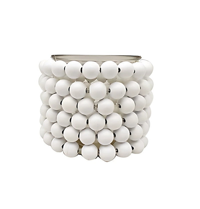 145-001A Glass w/Beads Vase in White