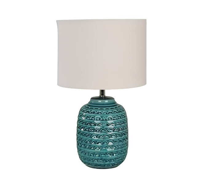 #21185-3 Table Lamp in Chrome/Turquoise