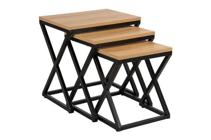 3pc Side Table Set in Oak