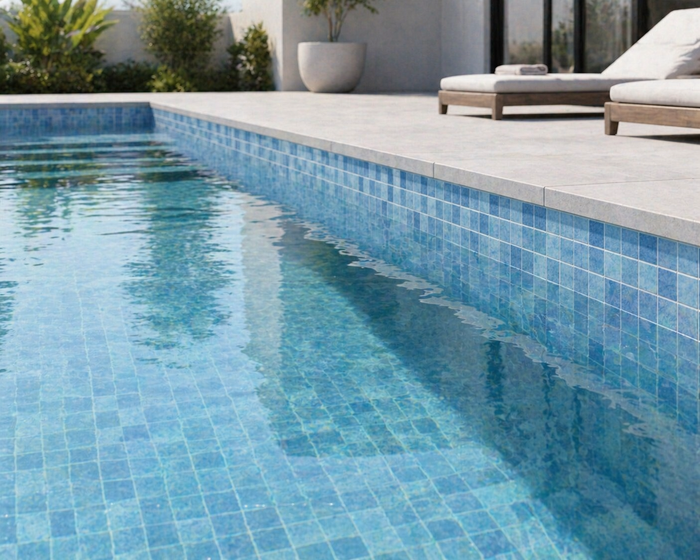#7106 Fifty Pearl 105 Pool Glass Mosaic -2x2"-12x12" Sheet