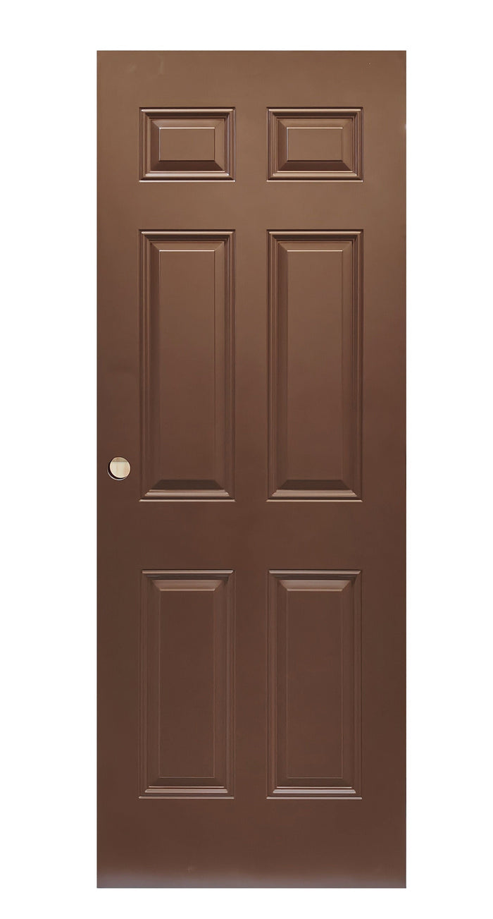 #ACT-01 36x79" Steel Door with Sweep 6 Panel in Walnut