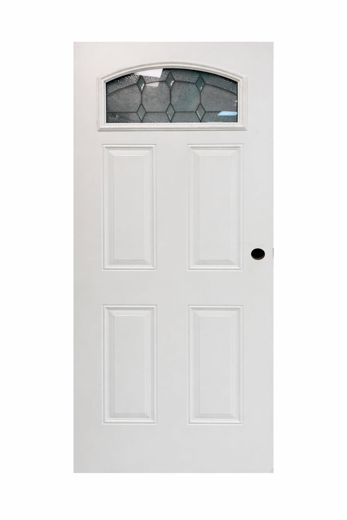 #ACT-061 32x79" Steel Door W/Oval Barbara Patina in White