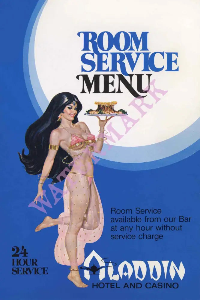 Aladdin Hotel and Casino Room Service Menu Las Vegas 1960s Vintage Americana Menus