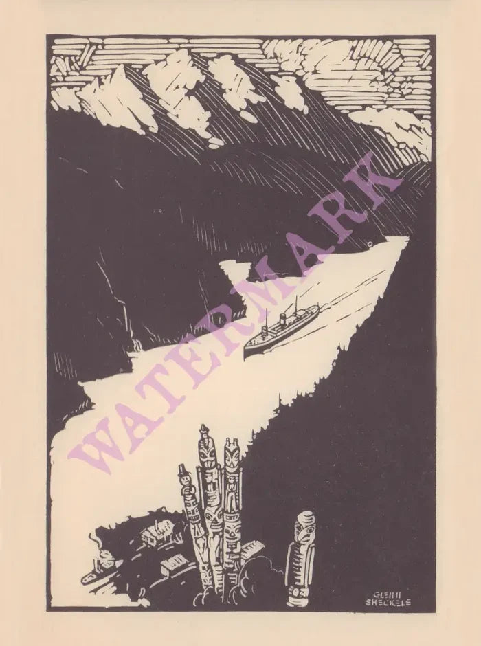 Alaska Steamship Company, The Inside Passage, 1936 Menu Art