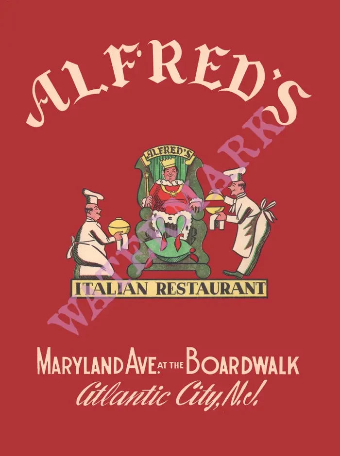 Alfred's, Atlantic City 1960s Menu Art