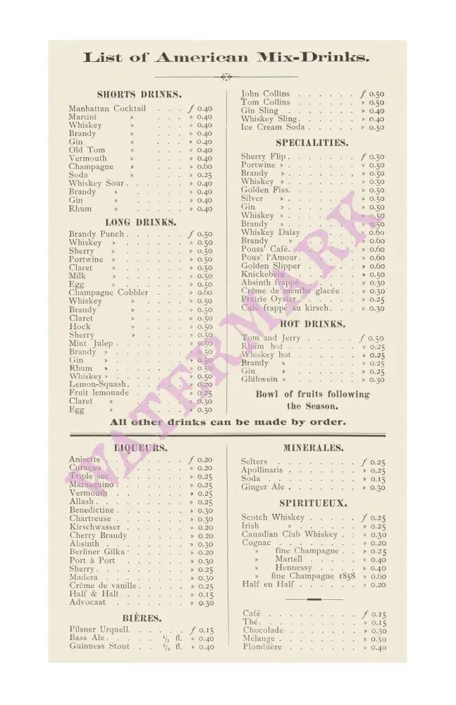 American Bar du Restaurant Royal, La Haye Late 19th Century