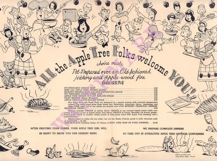 Apple Tree Shanty, Denver 1970s/80s Menu