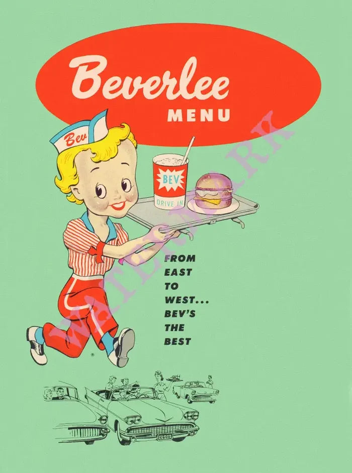 Beverlee, Ohio 1960s Menu Art
