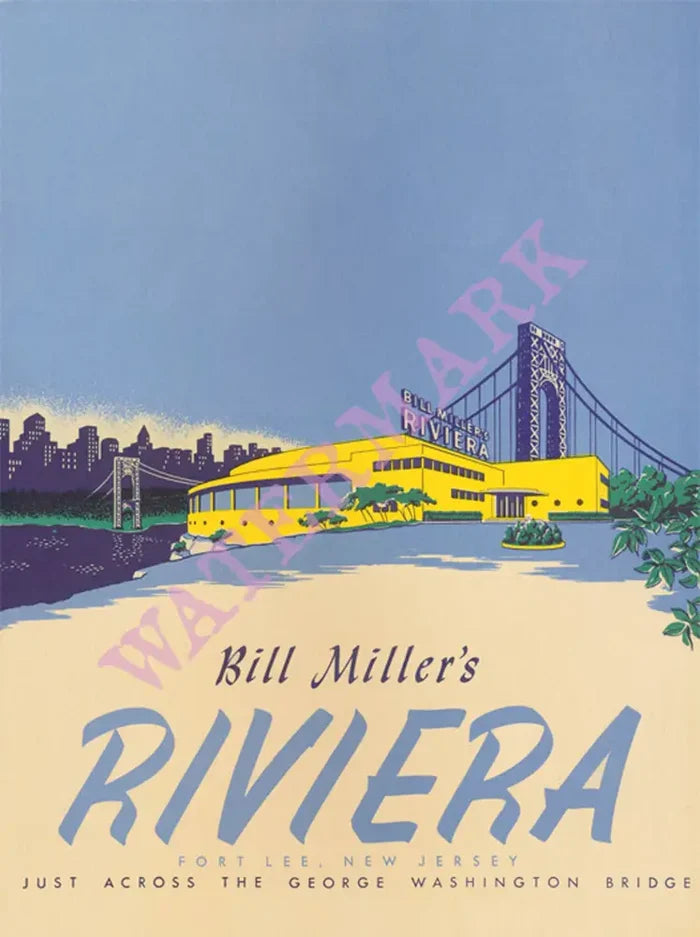 Bill Miller's Riviera Nightclub, Fort Lee, 1940s Menu Art