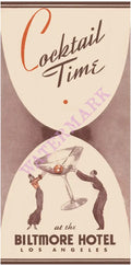 Biltmore Hotel, Los Angeles 1930s Cocktail Menu Art