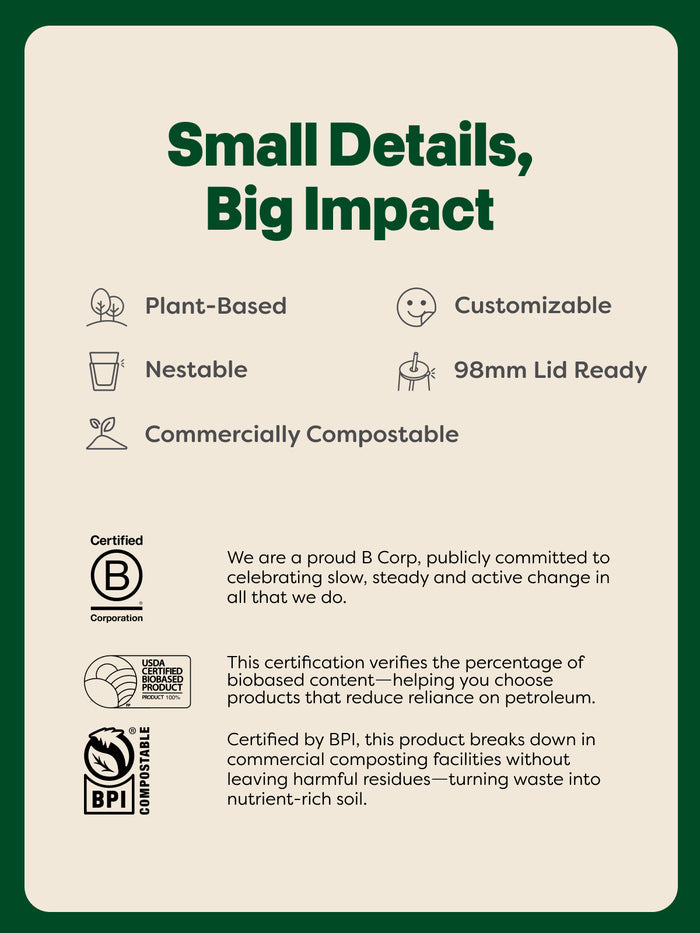 BPI Compostable Print - NATURAL 12oz Arc 98mm - Bulk - 1000/Case