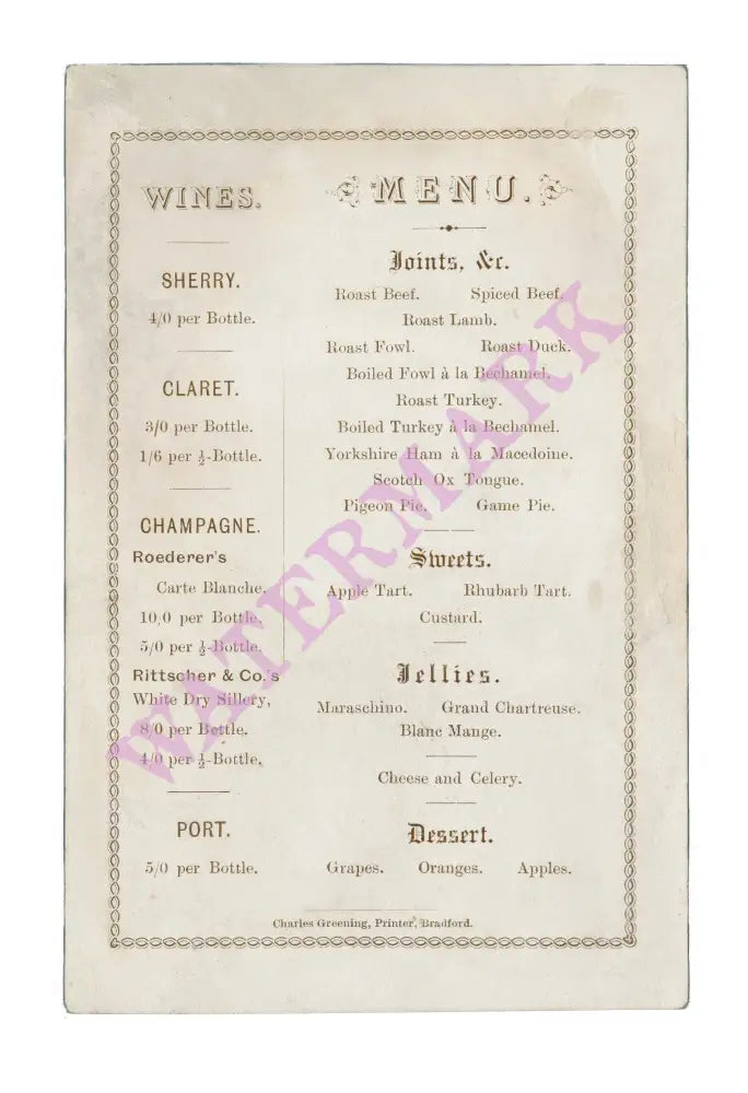 Bradford Football Club Annual Ball 1885