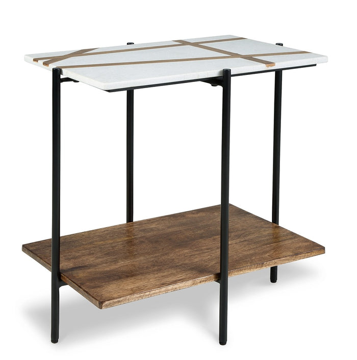 Braxmore Accent Table in White/Light Brown