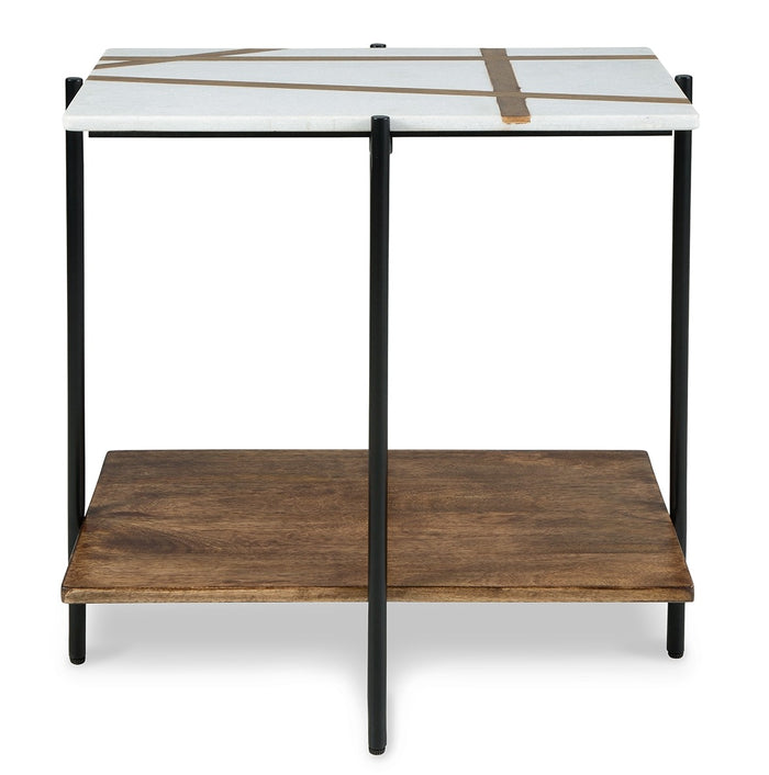 Braxmore Accent Table in White/Light Brown