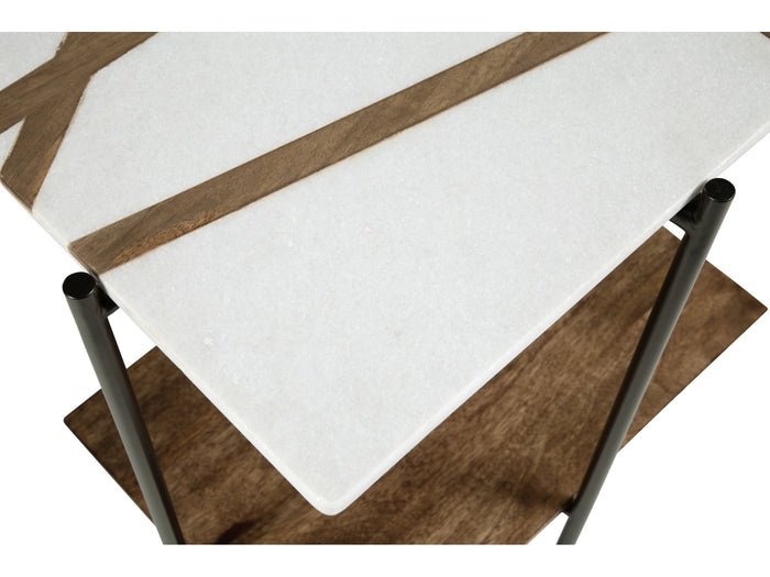Braxmore Accent Table in White/Light Brown