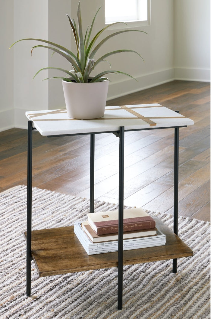 Braxmore Accent Table in White/Light Brown