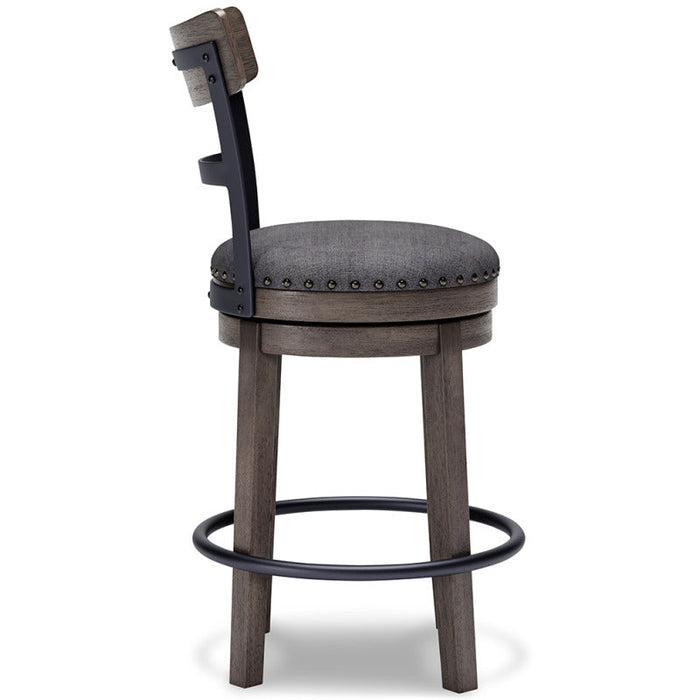 Caitbrook Upholstered C/H Bar Stool in Gray