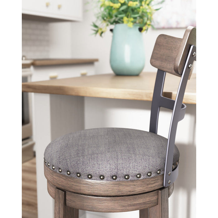 Caitbrook Upholstered C/H Bar Stool in Gray