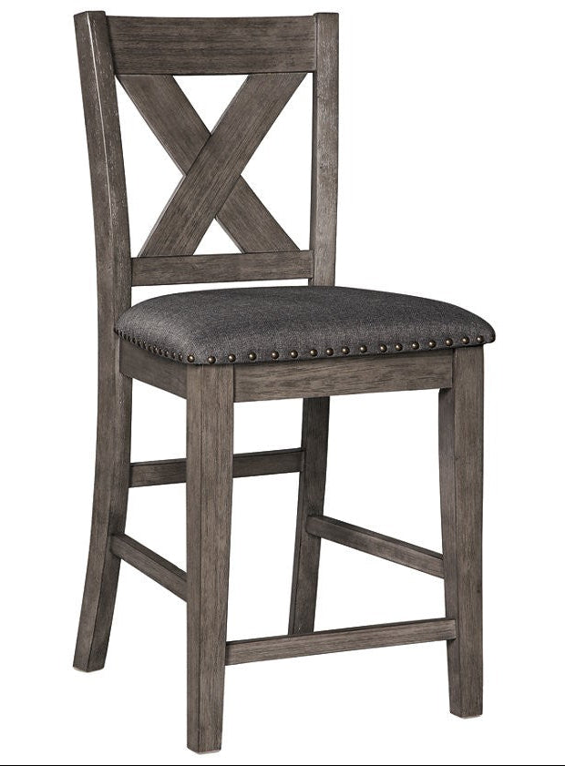 Caitbrook Upholstered Counter Height Stool in Gray