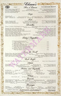 Chasen's, Hollywood 1980s Menu