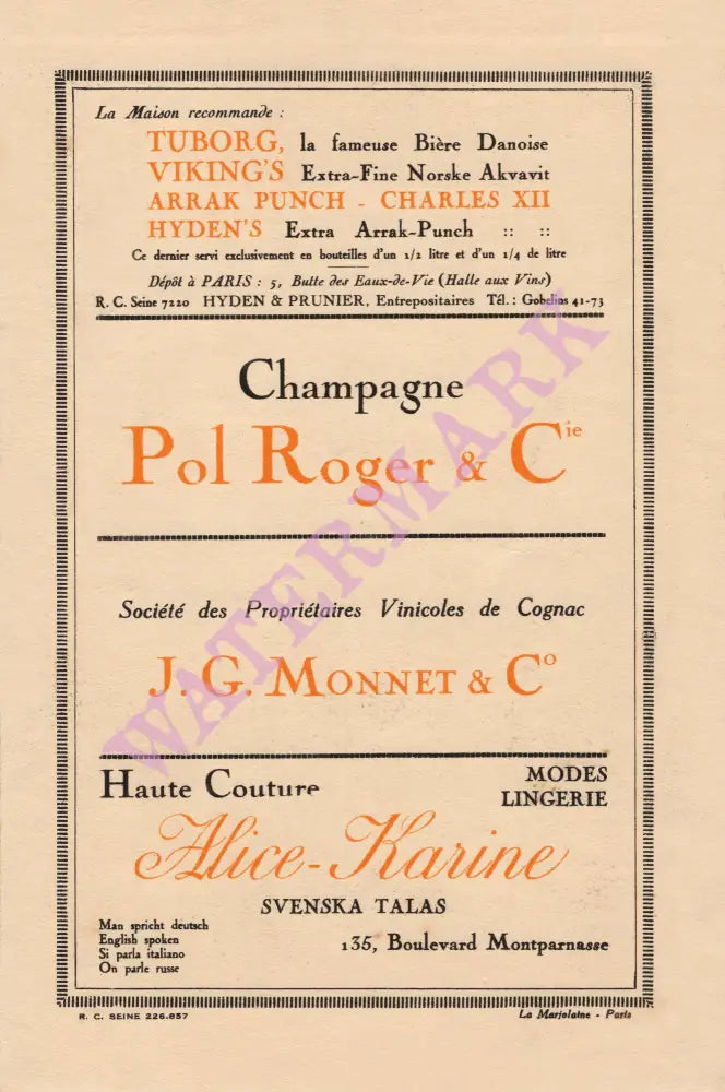 Chez Les Vikings, Paris 1926