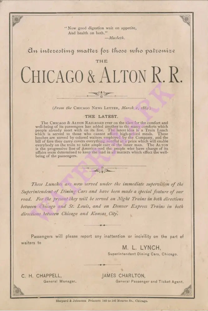 Chicago & Alton R.R. 1880s