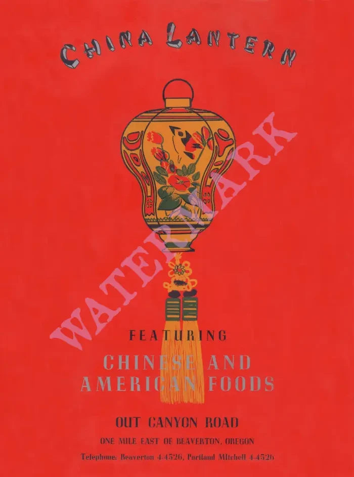 China Lantern, Beaverton 1950s Chinese Menu Art