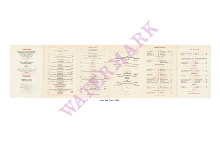 Chopstick, Boston, 1950s Vintage Menu Interior