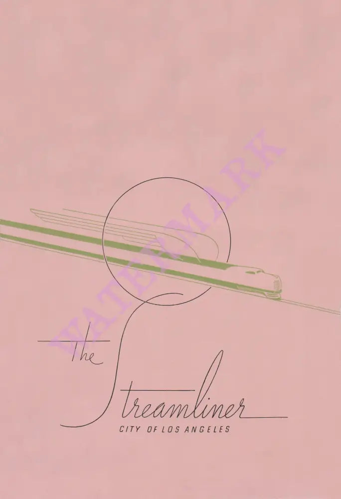 City of Los Angeles The Streamliner 1938 Menu Art