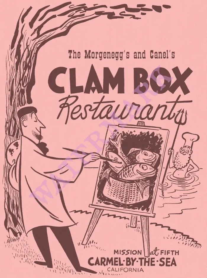 Clam Box, Carmel-by-the-Sea, 1960s/70s Menu Art