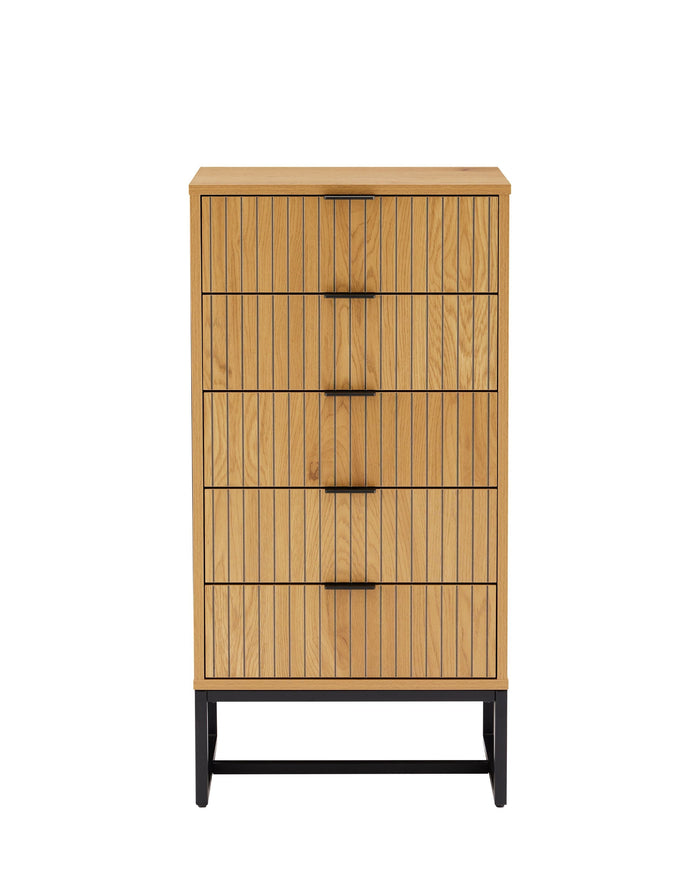 Claro 5-Drawer Chest in Oak/Black