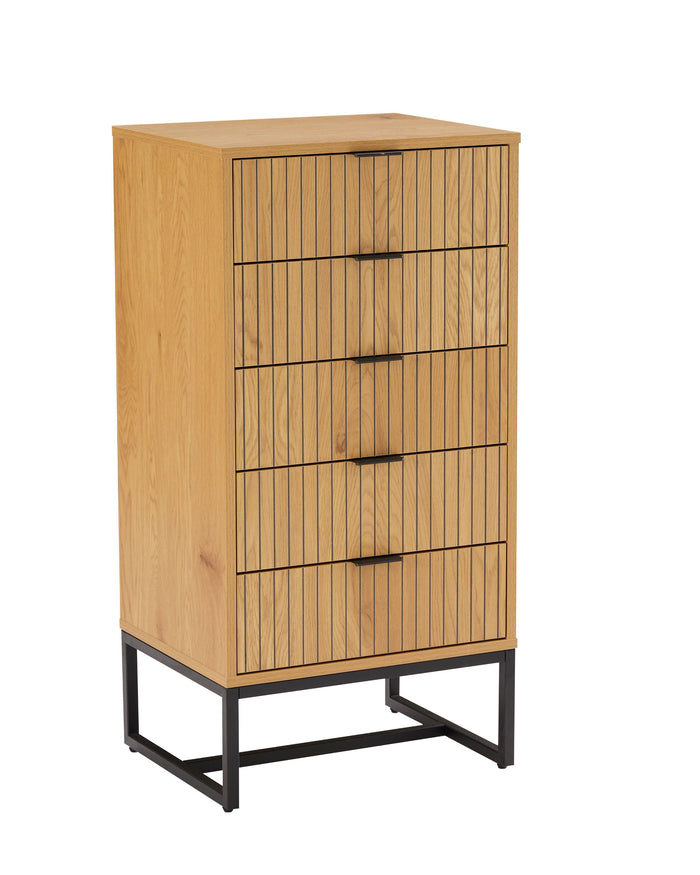 Claro 5-Drawer Chest in Oak/Black