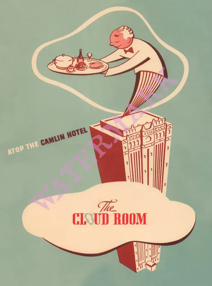 Cloud Room Camlin Hotel, Seattle 1960s Menu Art