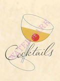 Cocktails Illustration 1930s Menu Art