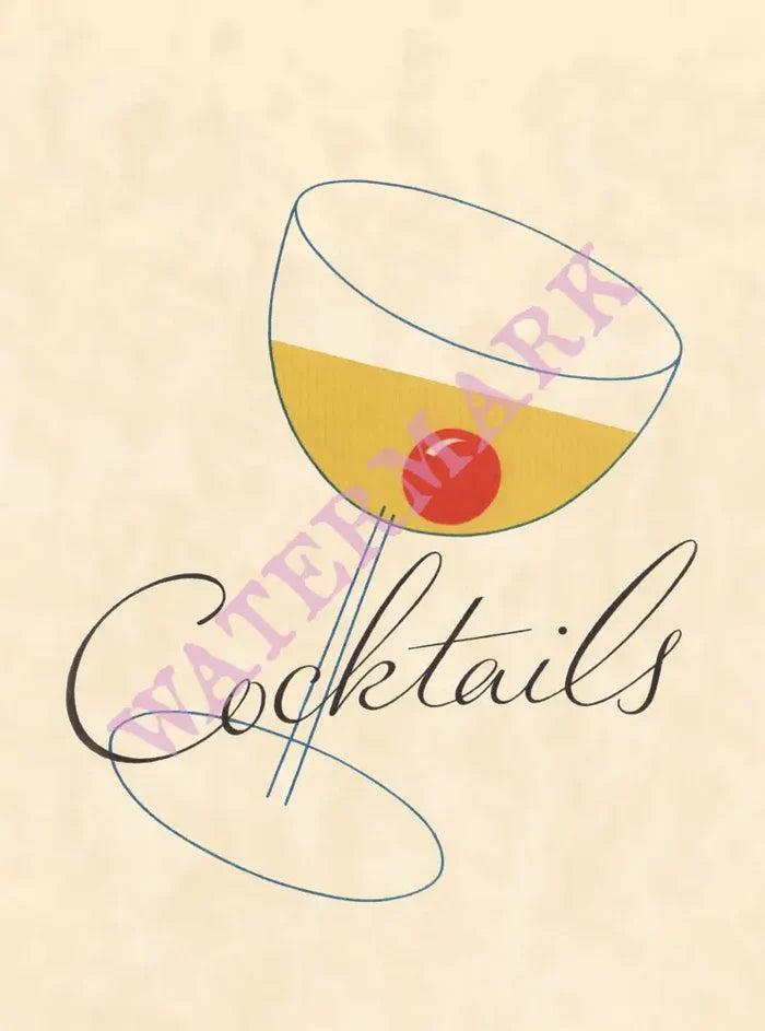 Cocktails Illustration 1930s Menu Art