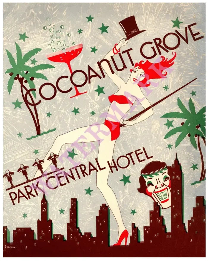 Cocoanut Grove, New York 1942 Menu Art