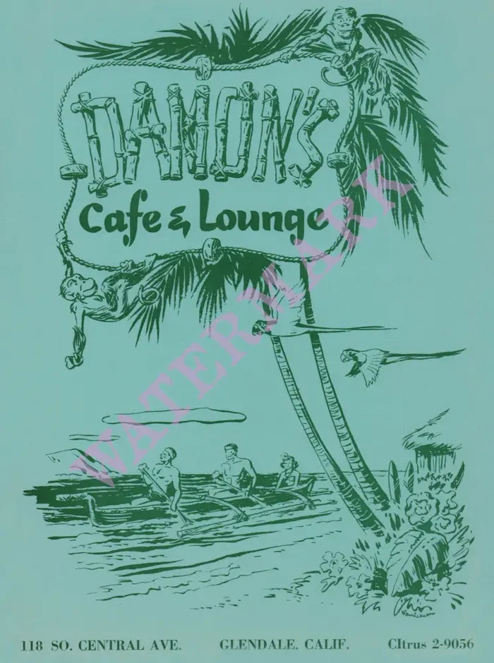 Damon's, Glendale 1950s/1960s Menu Art